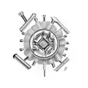 hammer and drill bit tattoo design idea