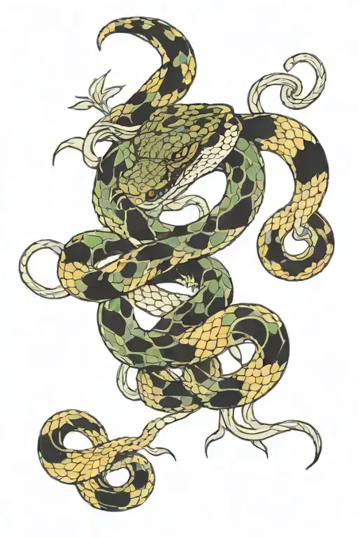 meaningful Snake wrapped and eating something tattoo design idea