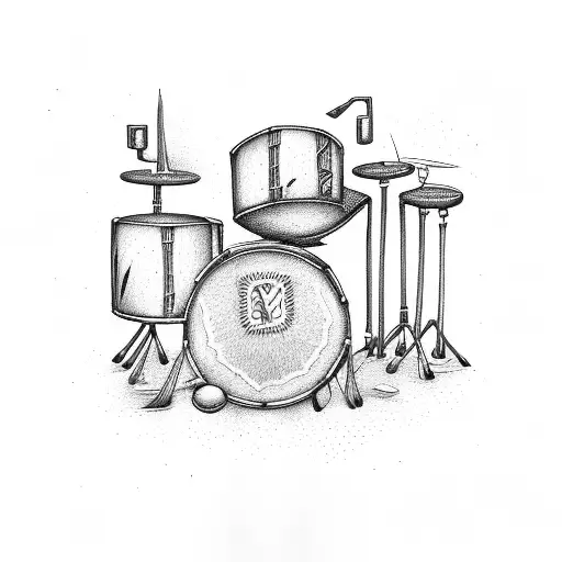 music, drums, love, letter N tattoo design idea