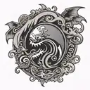Currents band logo incorporating elements tattoo design idea