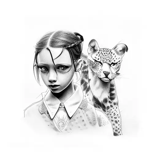 leon the professional, matilda, black and white tattoo design idea