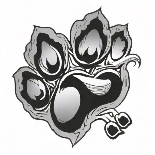 heart paw print tattoo design idea