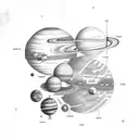 solar system planets in order and correct size tattoo design idea