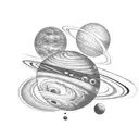 solar system planets in order and correct size tattoo design idea
