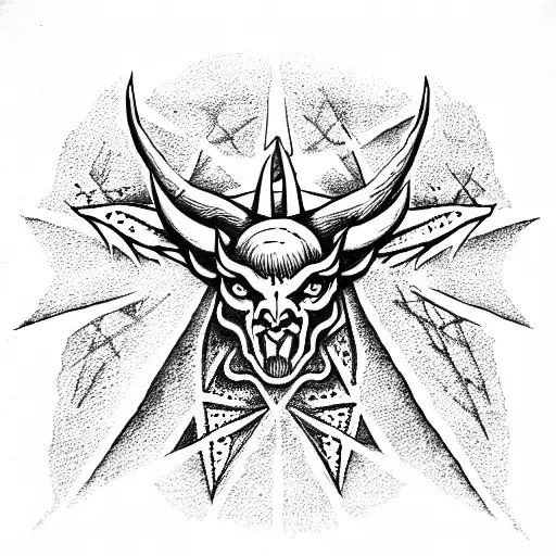  satan cross tattoo design idea