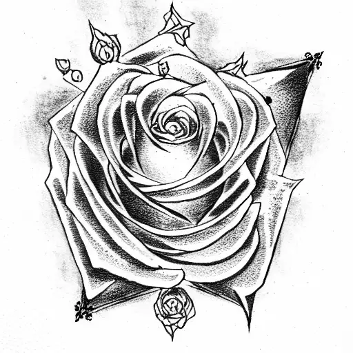 Black rose with a satan cross tattoo design idea