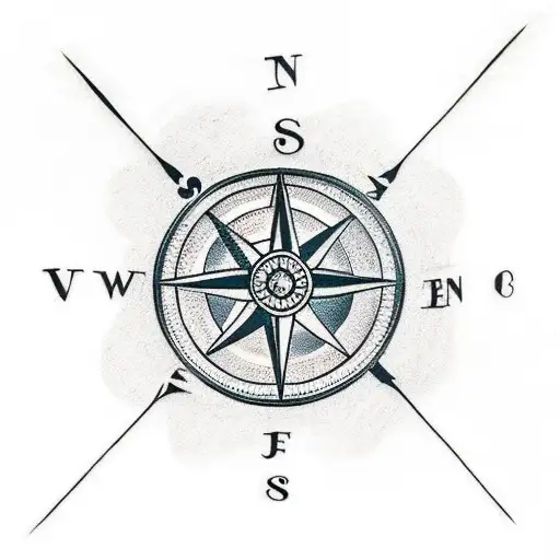 A traditional style tattoo of a compass surrounded by symbols representing the client's favorite family activities tattoo design idea
