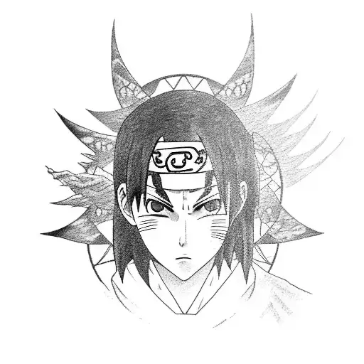 Itachi from naruto with crows tattoo design idea