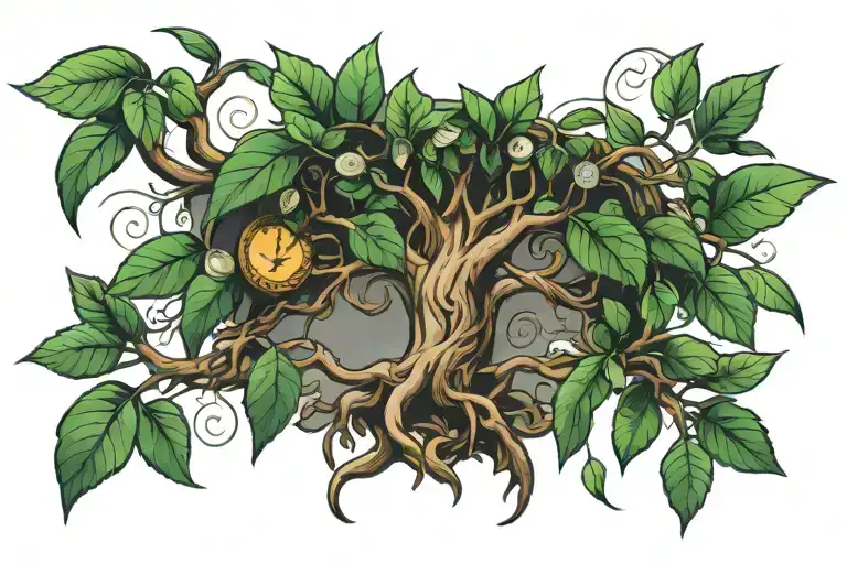 Money tree growing tattoo design idea