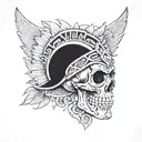 aztec warrior skull holding heart  tattoo design idea