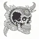 aztec warrior skull holding heart  tattoo design idea
