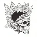 aztec warrior skull holding heart  tattoo design idea