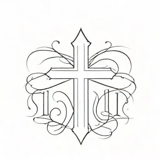cross with a the word мир inside tattoo design idea