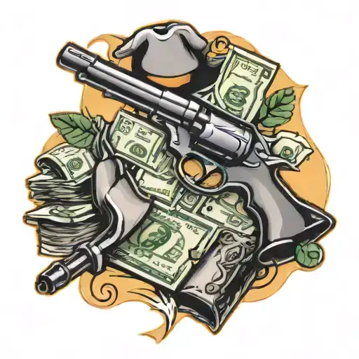 gun and money tattoo design idea