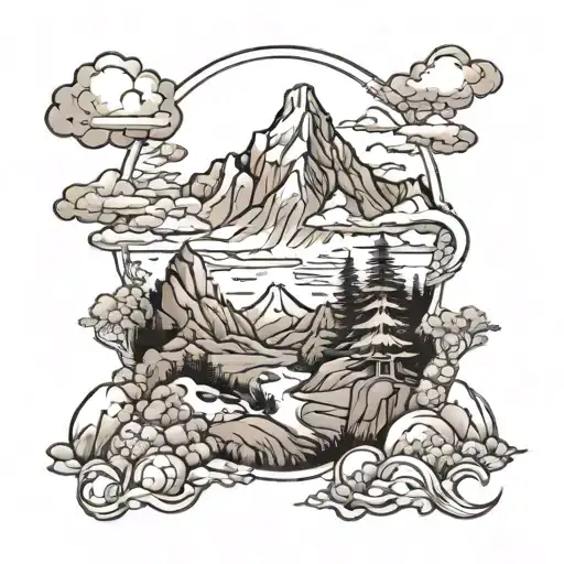 Mountain Scene tattoo design idea