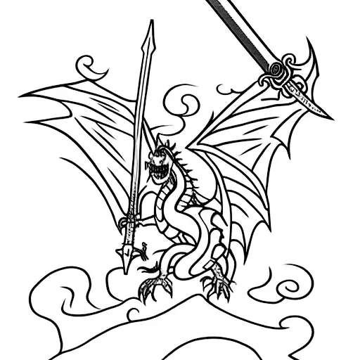A vertical sword with a dragon wrapped around it  tattoo design idea
