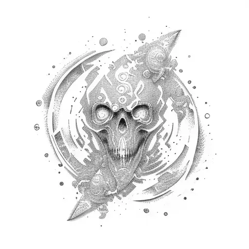 tsunami with golden ratio tattoo design idea