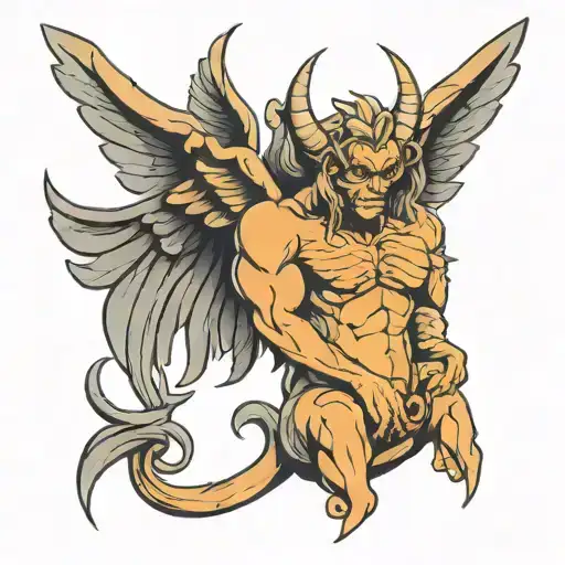 a body half angel and half demon with 2 Wings tattoo design idea