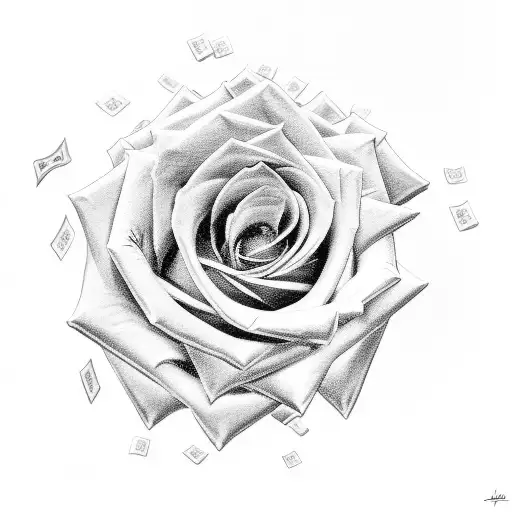 rose, money, dies,turbo half slevee tattoo design idea