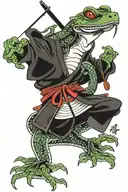 samurai frog beating snake tattoo design idea