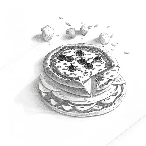 pizza bagel tattoo design idea