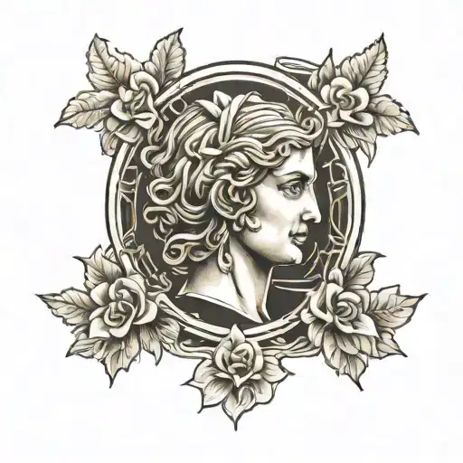 stamp and ancient Greece tattoo design idea