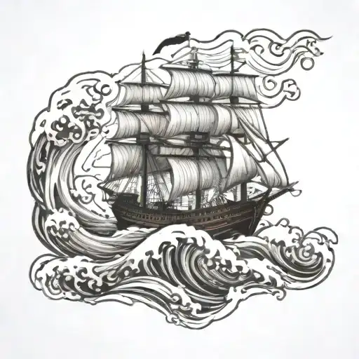 Ship In Rough Seas tattoo design idea