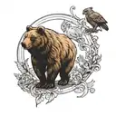 bear walking towards and hare and gryphon and owl tattoo design idea
