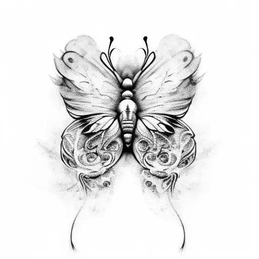 butterfly with smoke on the wings tattoo design idea