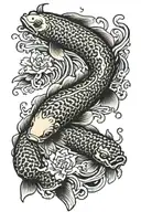 koi fish swimming upstream into dragon tattoo tattoo design idea