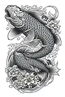 koi fish swimming upstream into dragon tattoo tattoo design idea
