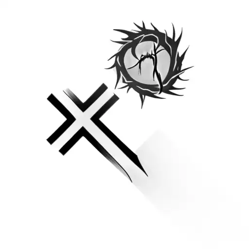 a cross with a crown of thorns tattoo design idea