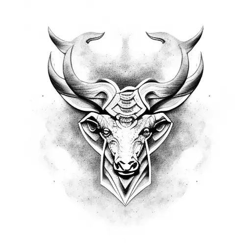 tauro con Ángel black out tattoo design idea
