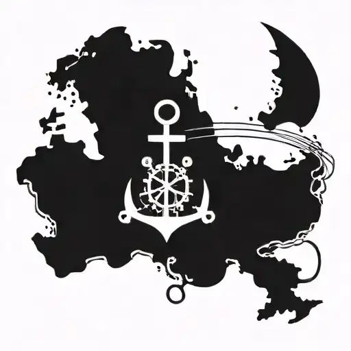navy anchor and compus world travel tattoo design idea