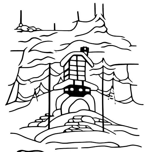 ski hut, ski outfront tattoo design idea
