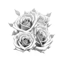 skeleton dancing with roses falling around it tattoo design idea