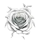 skeleton dancing with roses falling around it tattoo design idea