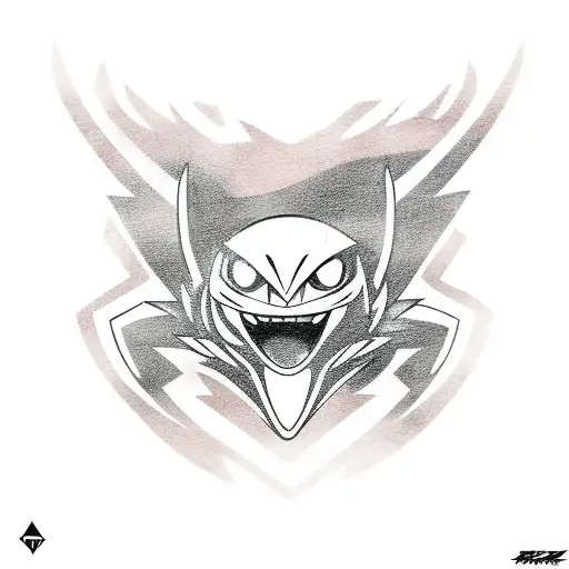 A new-school style tattoo of a Dodge muscle car with a Pokemon-themed paint job, showcasing the client's love for both classic American cars and the popular franchise tattoo design idea