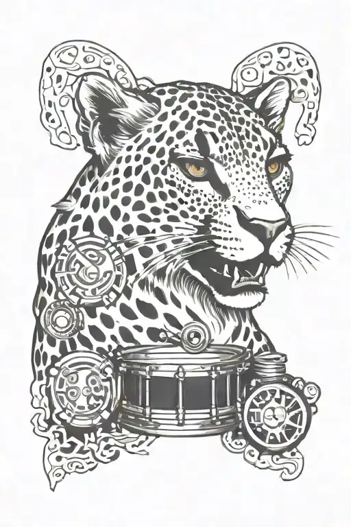 A cheetah incorporating elements of an 808 drum machine tattoo design idea