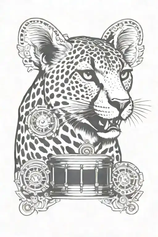A cheetah incorporating elements of an 808 drum machine tattoo design idea