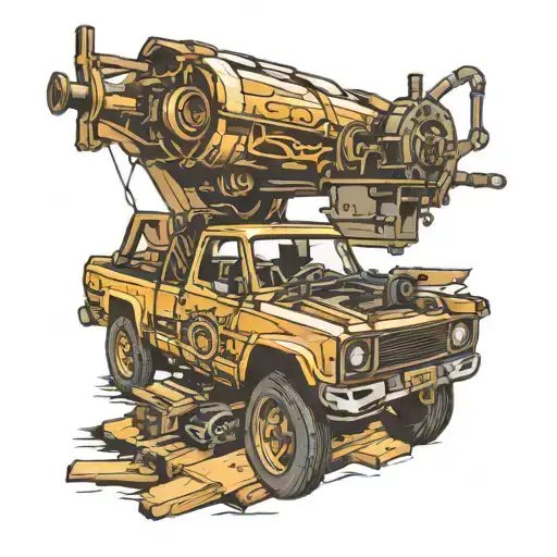 Car sawmill tool tattoo design idea