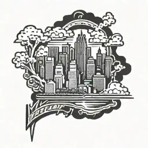 spirit of Detroit skyline tattoo tattoo design idea