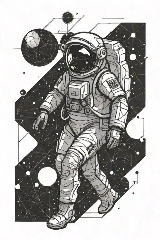 spacex astronaut with a galaxy behind tattoo design idea