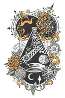 fine structure constant with scientific symbols, chemistry, physics, biology tattoo design idea