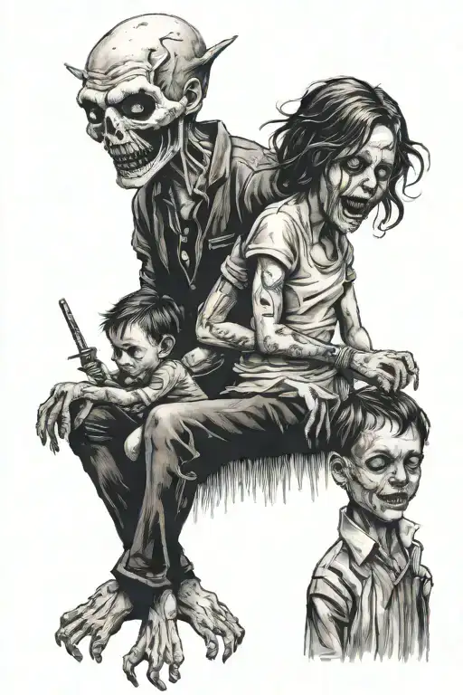 two brothers one sister  tattoo design idea