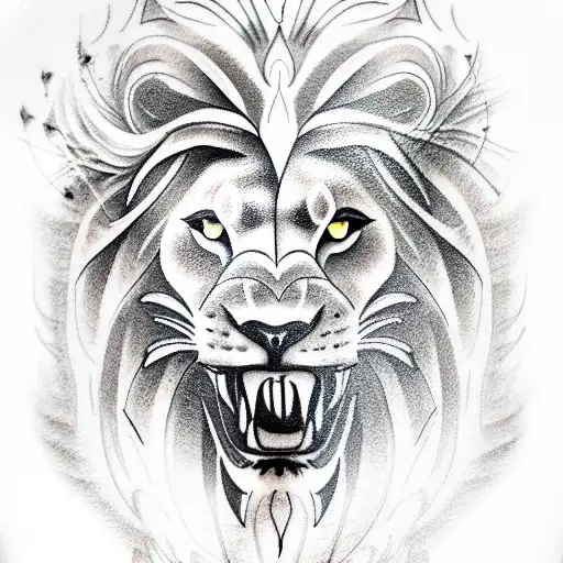 warrior man lion tattoo design idea