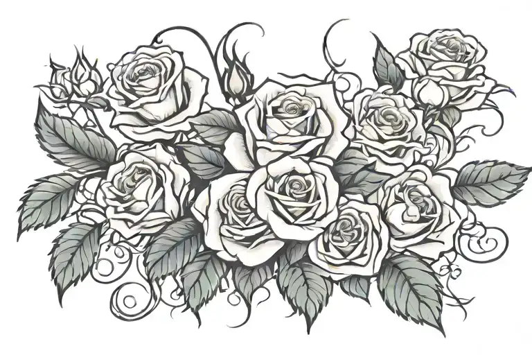 the dark tower with roses flanking from left to right with roses, vines spell i shoot with my mind, i kill with my heart tattoo design idea