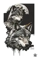 wolf, YHVH in hebraic idioma, names Helena Lis and Gabriel Henrique, biblical text Galatians 6:7  tattoo design idea