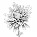 peach blossom, mums and gladilous branch tattoo design idea