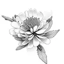 peach blossom, mums and gladilous branch tattoo design idea